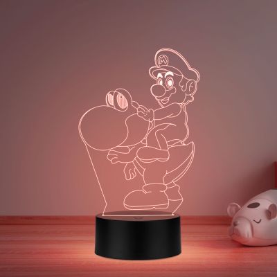 3D Illusion Mario Cartoon Night Lamp with Multicolored Light Best Gift for Children Girls Boys Gift for Cartoon Lover
